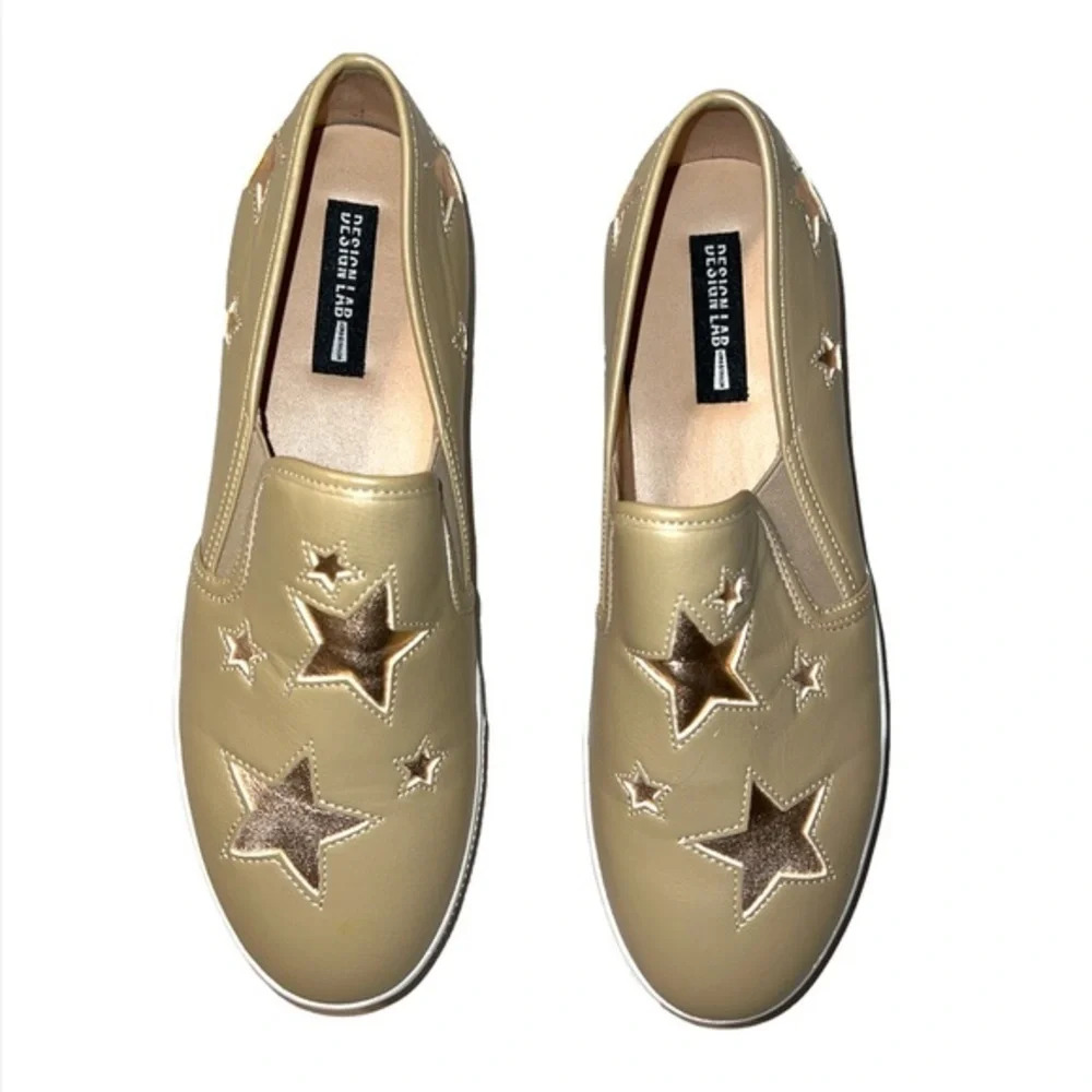 Design lab Celestial Platform Sneakers Rose Gold Star Loafers Slip on Low Shoes